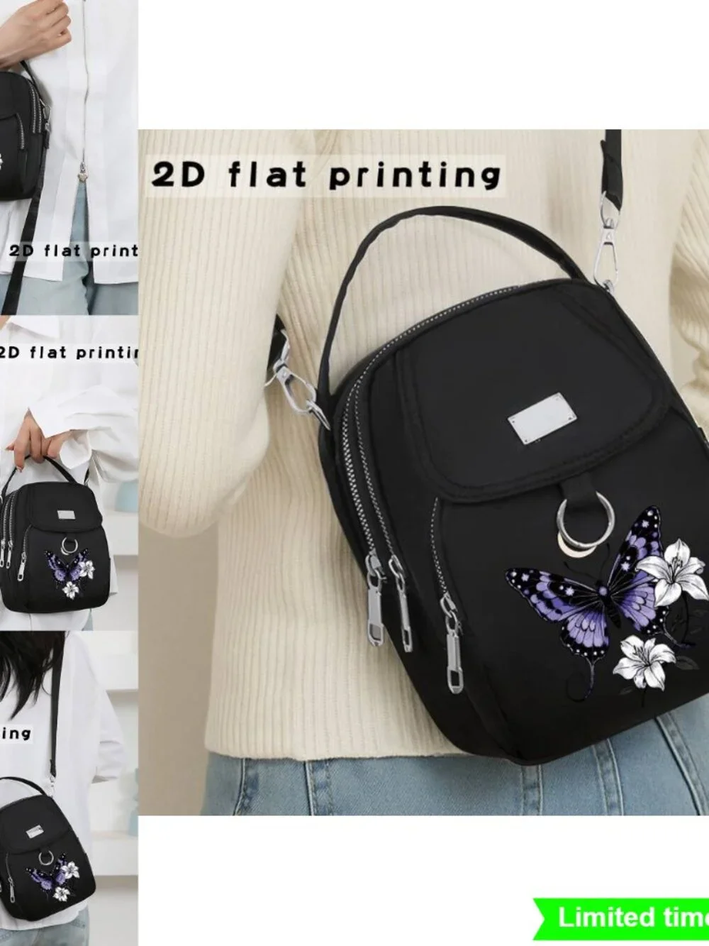 2D Flat Printing Pattern Light Commuter Messenger Bag Shoulder Bag Handbag